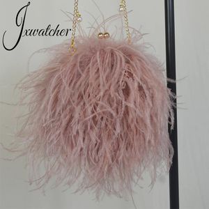 JXWatcher Designer Ostrich Feather Wallet Evening Party Handbag Women Wedding Clutch Bags Lady Fashion Shoulder Bag Purse 240130