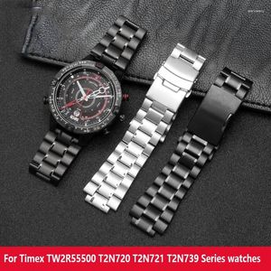 Cinturini per orologi per Timex TW2R55500 T2N720 T2N721 T2N739 Orologi cinturino in acciaio inossidabile 24 16mm Lug End cinturino nero argento accessori