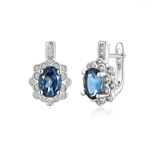 Orecchini pendenti TBJ Natural London Topazio blu Orecchini in argento sterling 925 Design classico Gioielleria raffinata per le donne Bel regalo