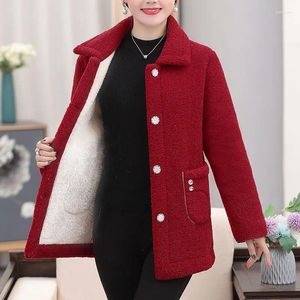 Женская меховая куртка 2024, весенне-осенняя куртка, женское пальто, модное свободное толстое флисовое пальто для мамы, повседневная зимняя теплая парка из овечьей шерсти