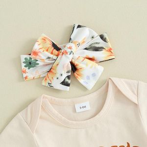 Zestawy odzieży Daddys Dziewczęta dziecięce ubrania dla dzieci Romper Romper Sunflower Bell dolny opaska na głowę 3PCS Summer