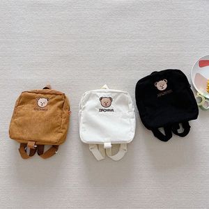 Embroidered Bear Kids ryggsäckväskor för Girls Boys Mini School Toddler Travel Bag 240130