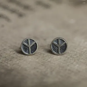 Brincos de parafuso prisioneiro 925 prata esterlina europeu e americano logotipo da paz moda antiga única alternativa orelha jóias atacado