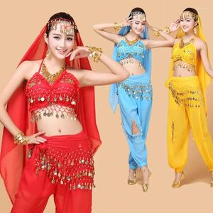 Bühnenkleidung Bauchtanz-Kostüm-Set für Damen für Auftritte, Bollywood-Wettbewerb, sexy Pailletten-Tops, Indien, Flamenco, Salsa, orientalischer Bauchtanz