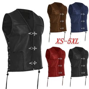 Mężczyźni Vintage Faux Fur Vest Vest V Neck Six Single Beded Side Braiding Slewale Bez rękawów Plus Size 240202