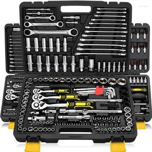 Set di utensili manuali professionali 46 pezzi Set di chiavi per riparazione auto a cricchetto con testa Kit di cacciaviti per chiavi a cricchetto