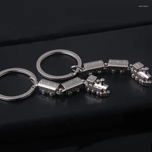 Keychains Fashion Mini Train Model Alloy Metal Keyring Creative Key Fob Car Pendant Bag Charm For Men And Women