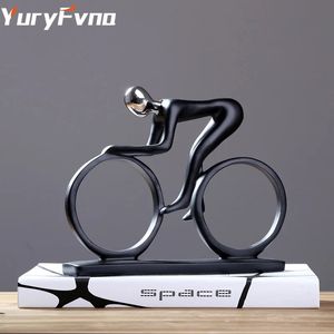 YuryFvna Bicycle Statue Champion Cyclist Sculpture Figurine Modern Abstract Art Athlete Home Decor Room Decoration Ornaments 240130