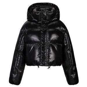 Women's' Winter Warm Jacket Shiny Light Nylon Coats Crop Bubble Puffer Jackets For Women 240202