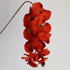 Decorative Flowers 36.6" Fake Orchids In Orange-10heads Artificial Phalaenopsis Orchid Stem DIY Office/Wedding/Home/Holiday/Kitchen