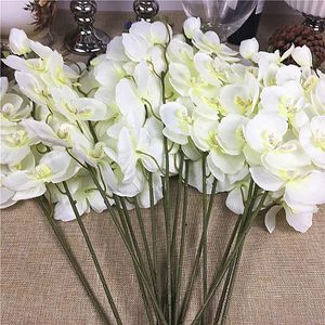 20pcslot Wholesale White Orchid Branses الزهور الاصطناعية لزفاف حفلات الزفاف الزهور الزهور 240127