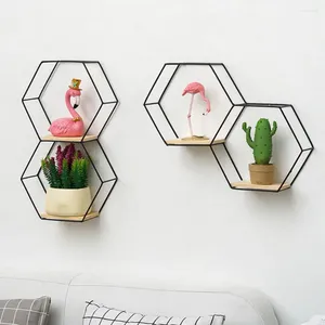 Placas decorativas simples suporte hexagonal prateleira portátil eco-amigável forte reforço punch free decoração