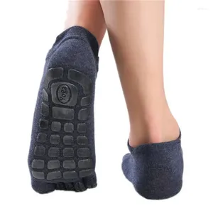 Calzini da uomo invernali caldi da uomo cinque dita impugnatura antiscivolo palestra fitness pantofola bassa al polpaccio pavimento maschile