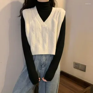 Kadın Yelekleri V Yastık Kısa Katmanlı Knited Yelek Kadınlar İlkbahar ve Sonbahar Gevşek Takım Pulover Sweater Sweater Dış Giyim