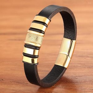 Charm Armbänder XQNI Single Design Herren Lederarmband Zubehör Kombination Edelstahl Classic Gold Farbe Armreif Herrenschmuck