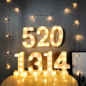 100cm Number LED Lights Plastic Luminous Number Lamp Decorative Wedding Birthday Christmas Party Decor Night Light 240124
