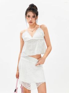 Saias Mulheres Moda Mini Low Rise Lace Primavera Verão Casual Irregular Curta Pele Amigável S-XL