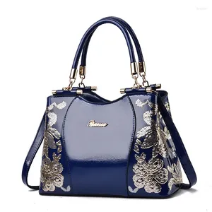 Evening Bags Patent Leather Embroidered Handbags Large Capacity Women Shoulder Messenger Bag Handbag Famous High Quality Hand Sac