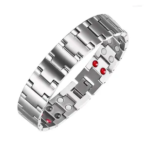 Link pulseiras masculino titânio aço íon negativo energia pulseira magnética saúde anti-radiação anti-fadiga