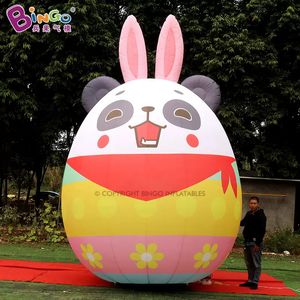 wholesale Inflatable Panda With Rabbit Ears Inflation Cartoon Animal Model Air Blown Easter Eggs Blow up Event Party Decoration With Blower