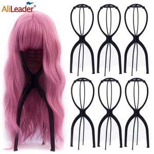 AliLeader 1-3PCS Ajustable Wig Stands Plastic Hat Display Wig Head Holders Mannequin Headstand Portable folding Wig Stand 240118