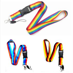 Multicolor Rainbow Neck Strap Lanyard keychain Cell Phone Strap ID Badge Holder Rope Keychain Keyring Fashion Accessory Gift