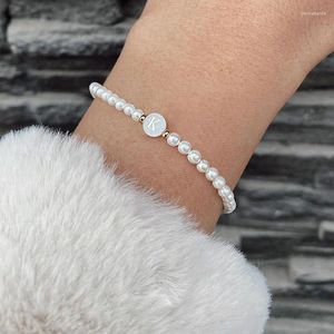 Strand Round Flat White Color English Alphabet Beads Letter Imitation Pearl Jewelry Making Bracelet DIY Elastic Accessries
