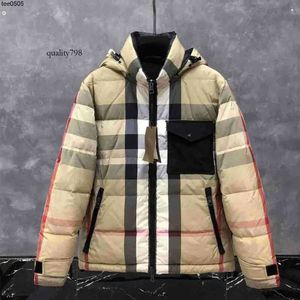 Sided Goose Winter New British Double Burberies Hooded B Family Men's Fashionable Jacket Burbreries Down Designer Plaid Ski 9969