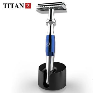 Razor de segurança de barbear em forma de T Titan para homens de metal manusear a máquina de barbear lâmina substituível para barbear 240119