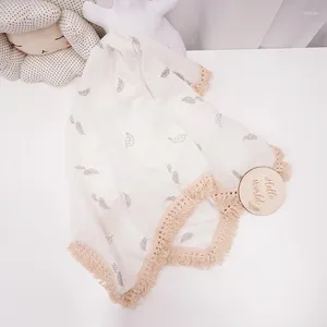 Filtar l5yf spädbarn muslin swaddle wrap baby tofs tar emot filt född sovsäck tryck sängkläder quilt ren bomull swaddling