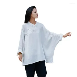 Blusas femininas 12 cores camisas de linho de algodão oversize 2024 manga morcego solta casual tops blusa roxo azul preto branco