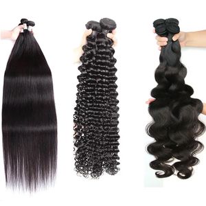 Long Length hair32 34 36 38 40 Inch Wholesale Soft Brazilian Hair Weaves Human Hairs Extension 1B Natural Black Color 100g/Bundle