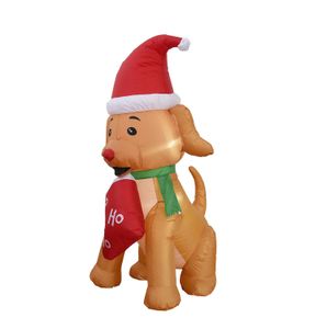 Juluppblåsbara hundbitar strumpor Led Light Toy Merry Christmas Ornaments Lighted Flatable Doll Xmas Decoration Navidad 240130