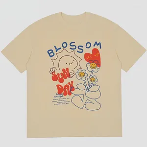 メンズTシャツハハユールかわいい花のレタープリントメンズシャツヒップホップストリートウェアTシャツ夏半袖Tシャツコットンティー