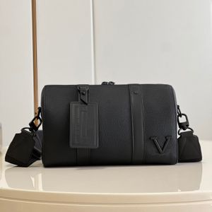 Top Grade Men's Handbag Pure Black Pillow Bag Classic Crossbody Detachable Shoulder Strap for Easy Carrying Metal Letter Design Calf Leather Material Size 27 * 17 * 13cm