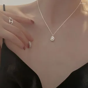 Цепочки из стерлингового серебра 925 пробы с жемчугом и геометрическим ожерельем для женщин с минималистичным дизайном, ниша, цепочка на ключицу в холодном стиле CHN404