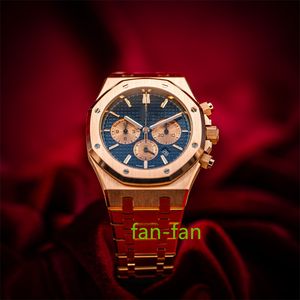 Markenwelt-Luxusuhr Beste Version Uhr Chronograph 18kt Roségold Blaues Zifferblatt LNIB 26331OR Brandneue Automatikuhr ETA Cal.3255 2 Jahre Garantie HERRENUHREN