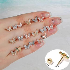 Brincos de garanhão moda coreana 1 peça cartilagem borboleta para mulheres meninas bonito animal zircon helix piercing jóias