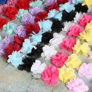 Hair Accessories 24 Flowers(about 2 Yards) 6cm Width 3D Chiffon Flowers DIY Lace Trim Ribbon Decoration Clothes