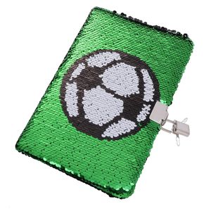 Notebook Lock Journal Diary paljett pojkar flickor anteckningsmedel fotbollsplanerare nyckel barn dagliga tjej fotboll journaler student skriver 240119