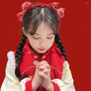 Hair Accessories Red Hairband Year Band Hairball Flower Chinese Style Headdress Child Headwear Bow Headband Men