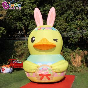 Atacado publicidade de páscoa inflável adorável pato com orelhas de coelho inflação modelo animal dos desenhos animados ovos soprados a ar festa de evento