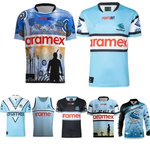 Camisa de rugby CRONULLA TUBARÕES casa indígena ANZAC camisa tubarões HERANÇA Retro jerseys colete pano de pesca 240130