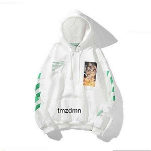 Mens Hoodies Moletons Off Style Fashion Sweater Painted Arrow Crow Stripe Hoodie e Womens T-shirts Offs Branco Preto