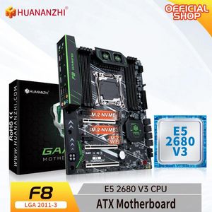 Motherboards HUANANZHI X99 F8 LGA 2011-3 XEON Motherboard mit Intel E5 2680 V3 Unterstützung DDR4 RECC Speicher Combo Kit Set NVME SATA USB