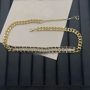 Luksusowy designerski naszyjnik Choker łańcuch wiszący 18k złota platowana stal nierdzewna