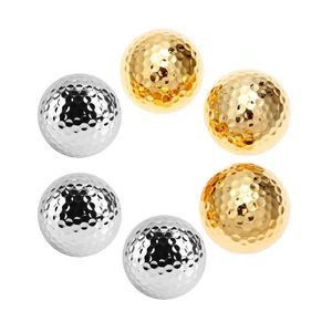 6Pcs/Lot Silver/Gold Two Layer Golf Balls Golf Practice Balls Golfer Swing Putter Training Gift Ball 42.67mm for Indoor Outdoor 240129