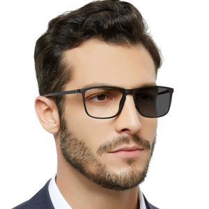 Pochromic óculos de sol masculino anti luz azul camaleão óculos marca quadrada condução óculos ópticos quadros 240131