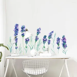 Adesivos de parede adesivo requintado removível pvc lavanda papel para quarto acessórios de decoração de casa