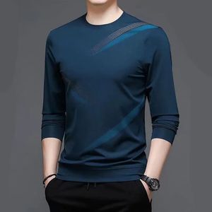 Streetwear Fashion Men Long Rleeve Tshirt Wiosna jesień Podstawowy biznes Jersey Korean Bottoming Lose Casual Tops 240124